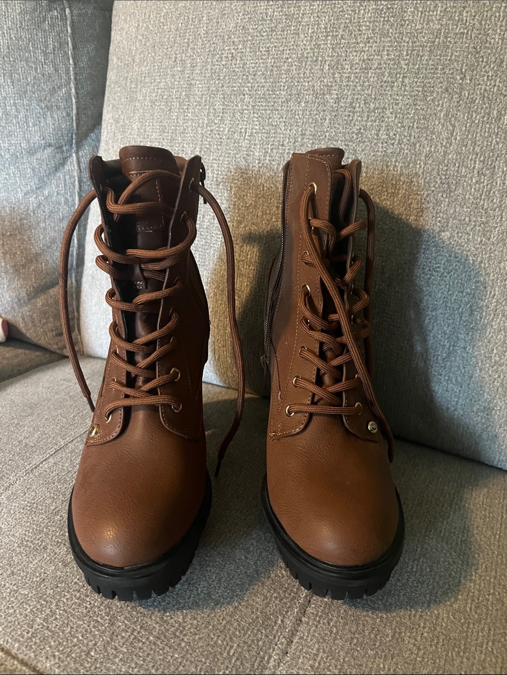 GBG Los Angeles Brown Lace-Up Combat Boots